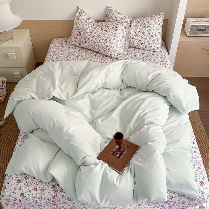 Chloe Pastel Candy Cotton Bedding Set / Purple Plaid Ever Lasting