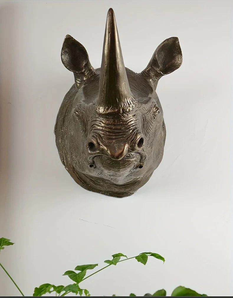 Vintage-Inspired Resin Rhino Head Wall Hanging - Perfect for Living Room, Fireplace Decor & Door Accent - House Of Avana