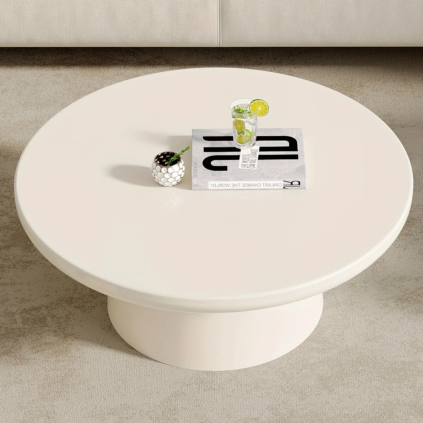 Milk White Circular Coffee Table, Living Room Central Table, Suitable For Modern Coffee Tables In Living Rooms And Bedrooms, Household Furniture, Easy To Assemble House Of Avana