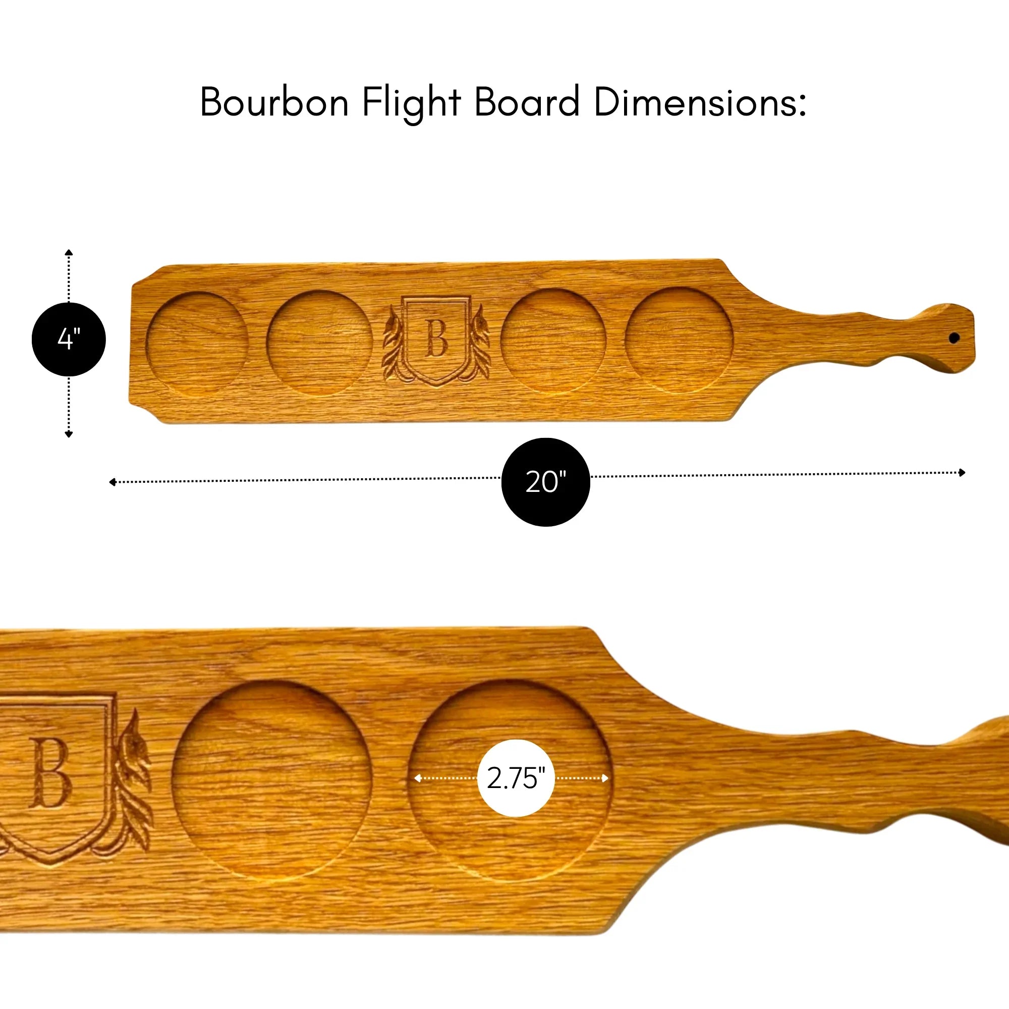 Bourbon Flight Board with Custom Engraving Luigi's Wood Shop