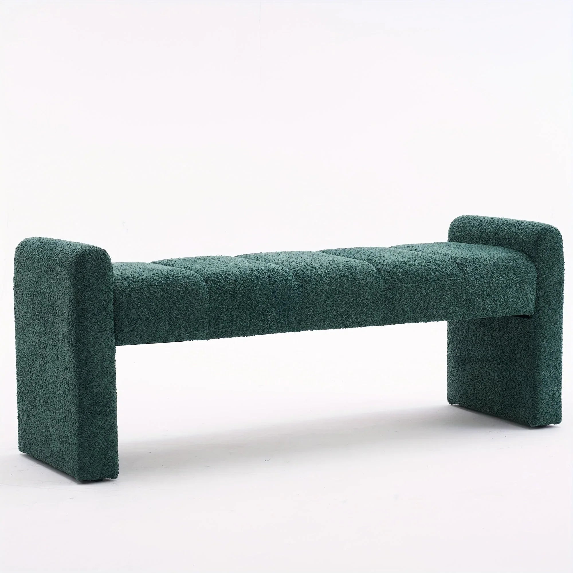 Modern Boucle End of Bed Bench - Extra Long 54" Bedroom Ottoman with Arm, Sturdy Hardwood Frame, Space-Saving Design for Living Room, Hallway, Bedroom - No Assembly Required, Matte Black Finish, Bench for Bedroom, Cozy Seatin House Of Avana