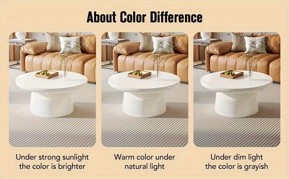 Milk White Circular Coffee Table, Living Room Central Table, Suitable For Modern Coffee Tables In Living Rooms And Bedrooms, Household Furniture, Easy To Assemble House Of Avana