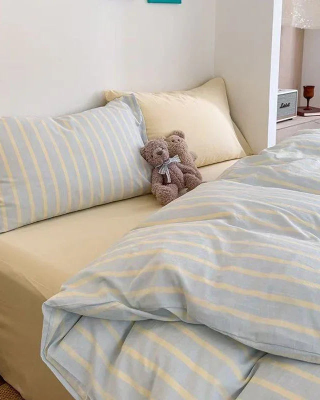 Chloe Pastel Candy Cotton Bedding Set / Purple Plaid Ever Lasting