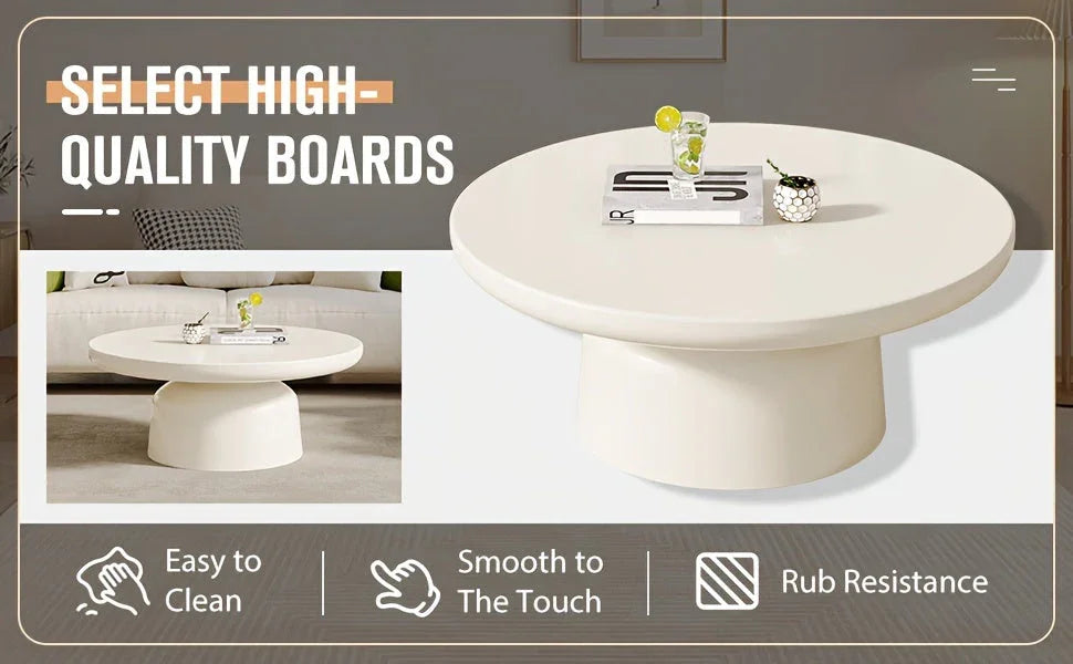 Milk White Circular Coffee Table, Living Room Central Table, Suitable For Modern Coffee Tables In Living Rooms And Bedrooms, Household Furniture, Easy To Assemble House Of Avana