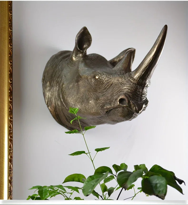 Vintage-Inspired Resin Rhino Head Wall Hanging - Perfect for Living Room, Fireplace Decor & Door Accent - House Of Avana