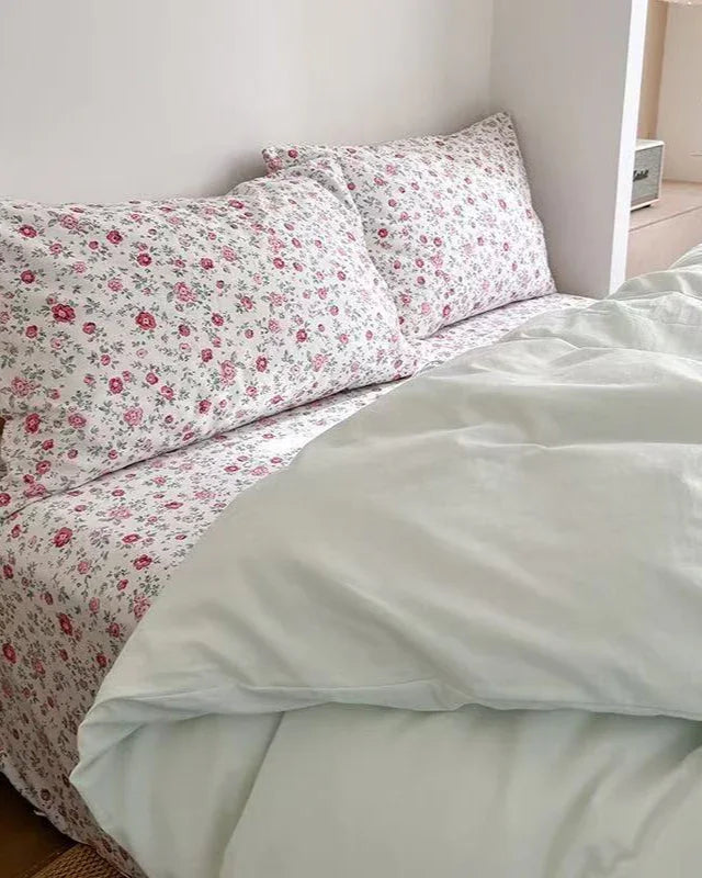 Chloe Pastel Candy Cotton Bedding Set / Purple Plaid Ever Lasting