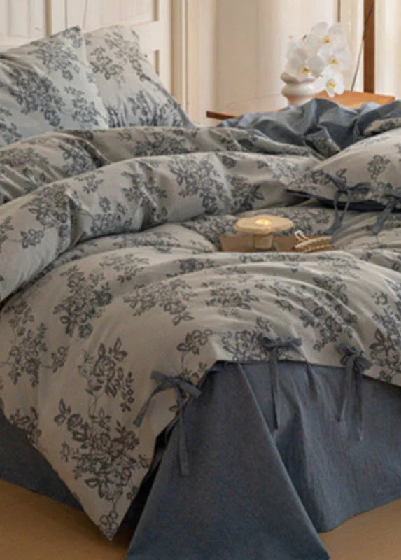 Bonnie Ribbon Bow Tie Floral Bedding Set / Khaki Ever Lasting