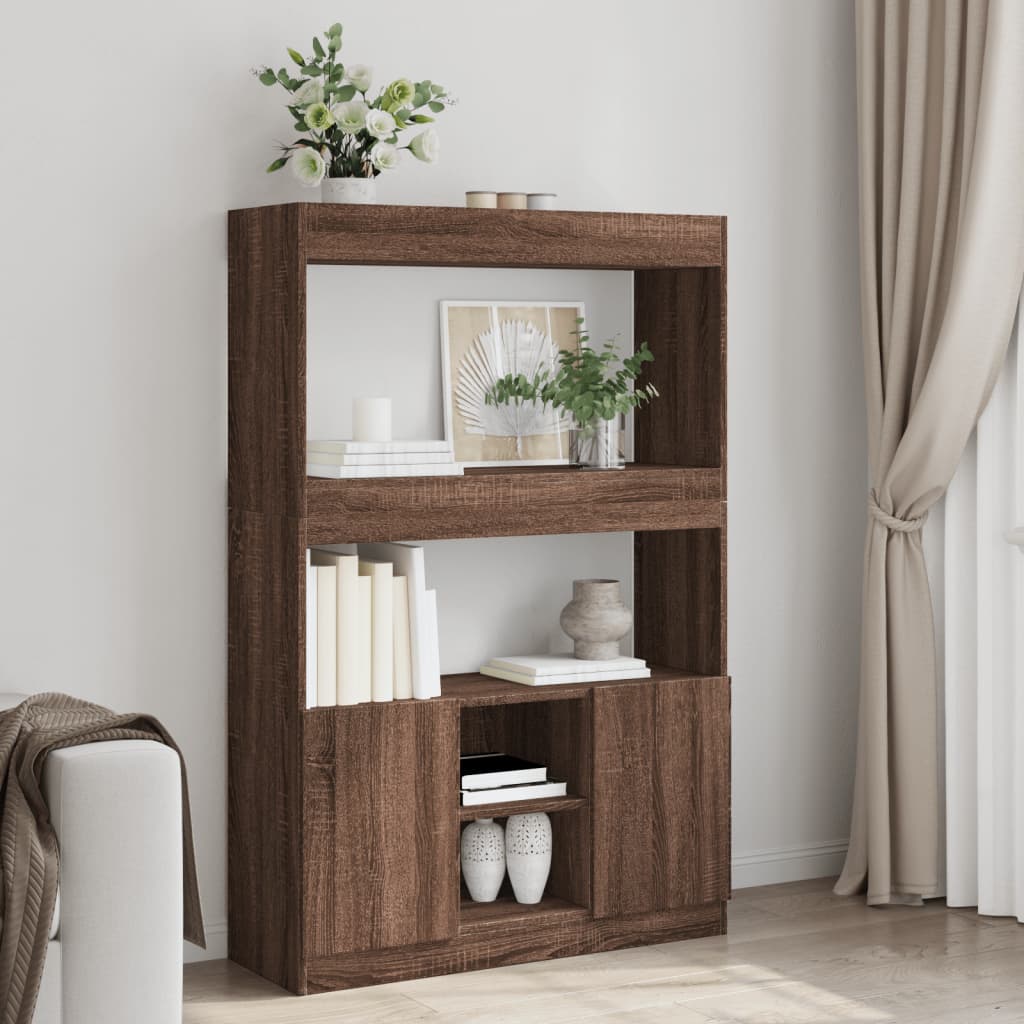 Furniture set, HighboardBrown Oak 92x33x140 cm Engineered Wood, Modern Minimalist, Art Deco, Ample Storage, Ergonomic, Multi-functional, Easy Installation withHardware Included, Suitable for Indoor/Outdoor, Housewarming Gift, House Of Avana