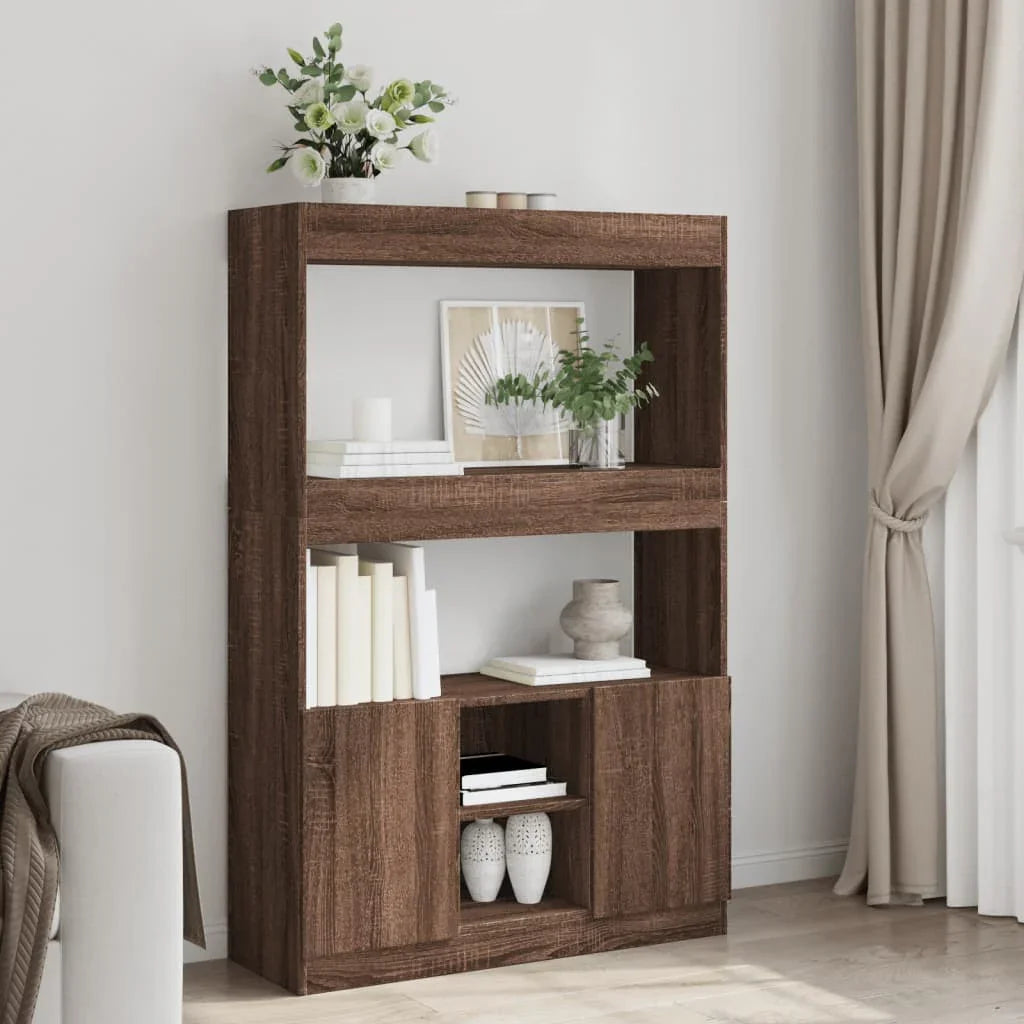 Furniture set, HighboardBrown Oak 92x33x140 cm Engineered Wood, Modern Minimalist, Art Deco, Ample Storage, Ergonomic, Multi-functional, Easy Installation withHardware Included, Suitable for Indoor/Outdoor, Housewarming Gift, House Of Avana