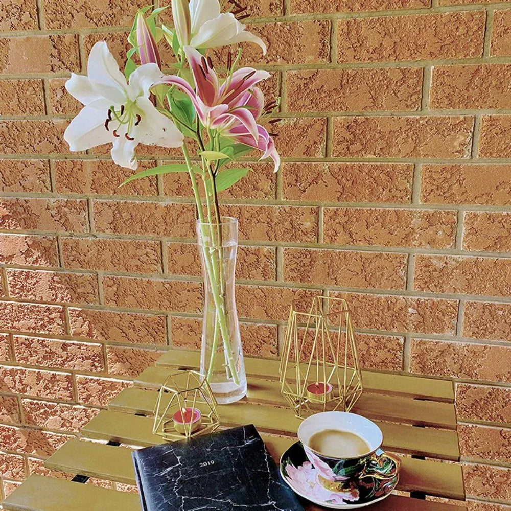 Gold Geometric Tealight Candle Holder - House Of Avana