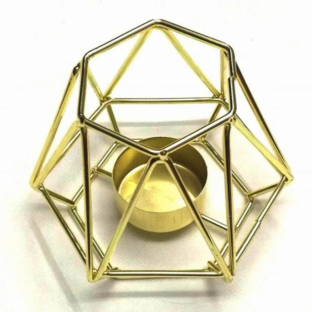 Gold Geometric Tealight Candle Holder - House Of Avana