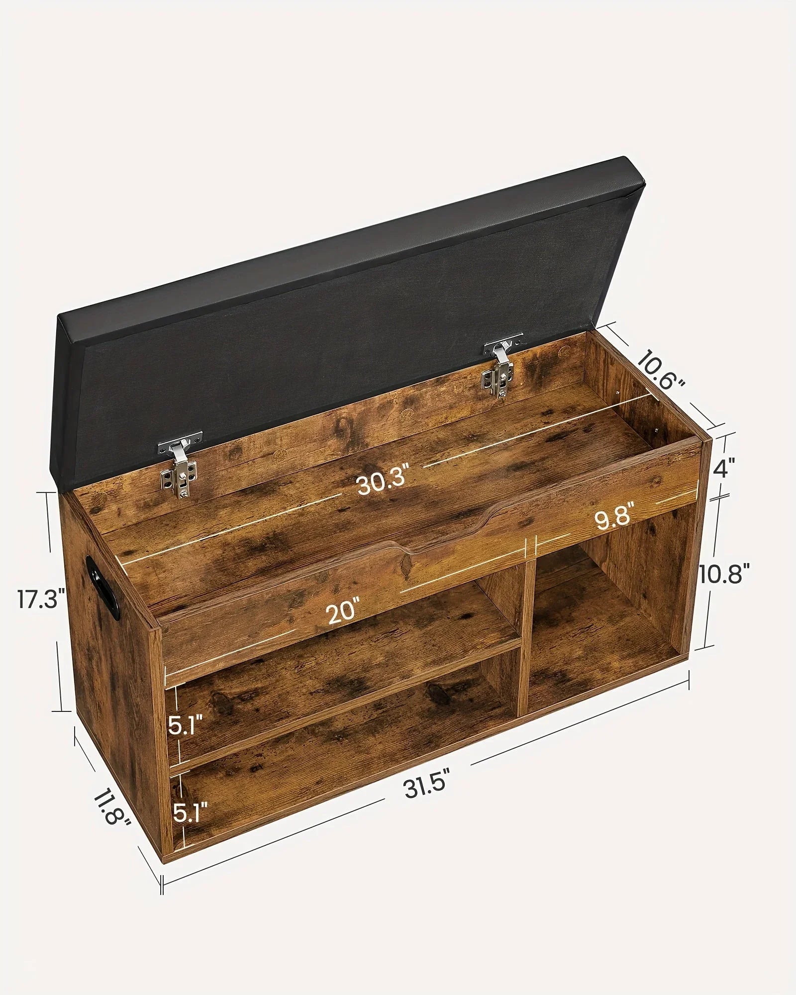 Extra Long Shoe Storage Bench With Cushioned Seat - 39.4 Inch Entryway Organizer, Hidden Storage Ottoman For Living Room, Holds 300lbs House Of Avana