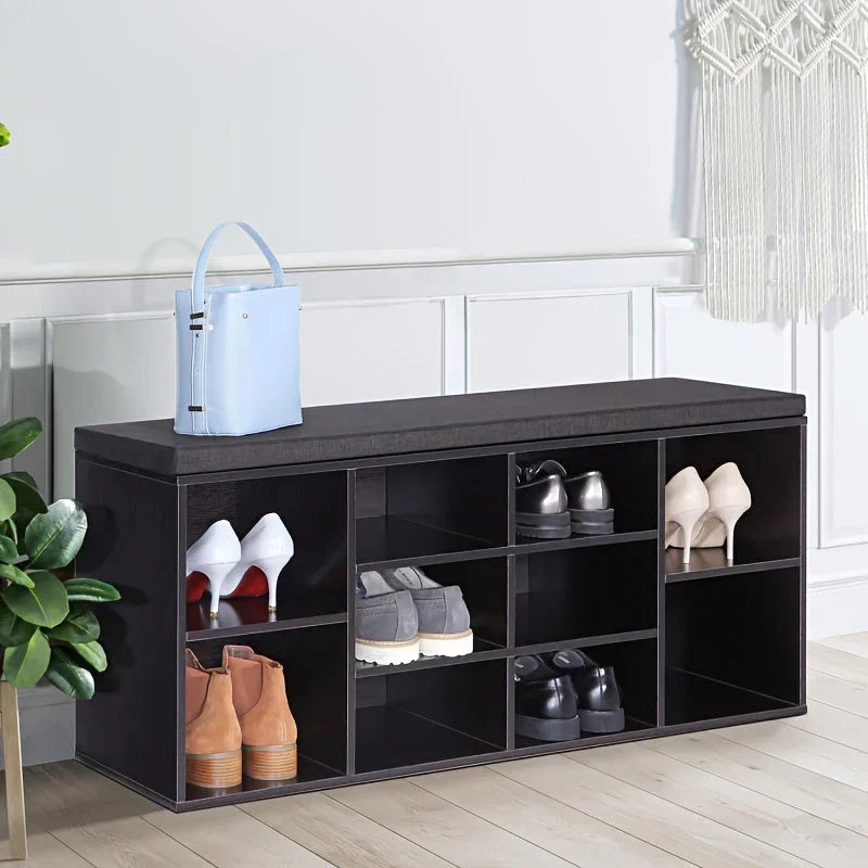 Shoe Storage Bench, Entryway Bench with Storage, 3-Tier Shoe Rack Bench 10 Cubbies Adjustable Shelves Shoe Organizer Shelf for Hallway Front Door Living Room Bedroom House Of Avana