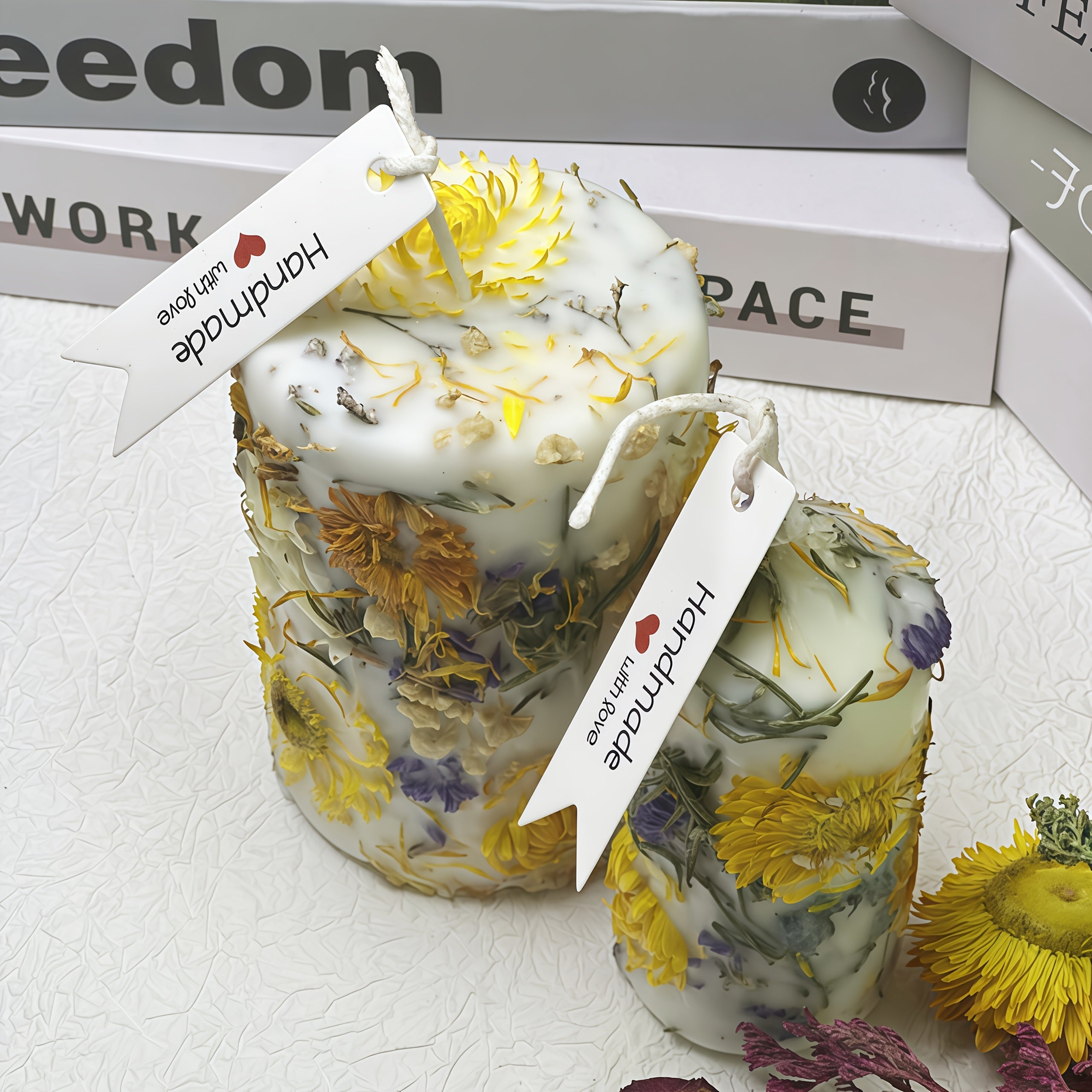 Floraeva 2-Pack Large 18oz (516hr burn time) Handmade Soy Wax Candles - Natural Floral, Long-Lasting Burn Time for Yoga, Meditation, Sleep Aid, Wedding & Home Decor - in Elegant Floral design - Perfect Holiday, Birthday, Hous House Of Avana