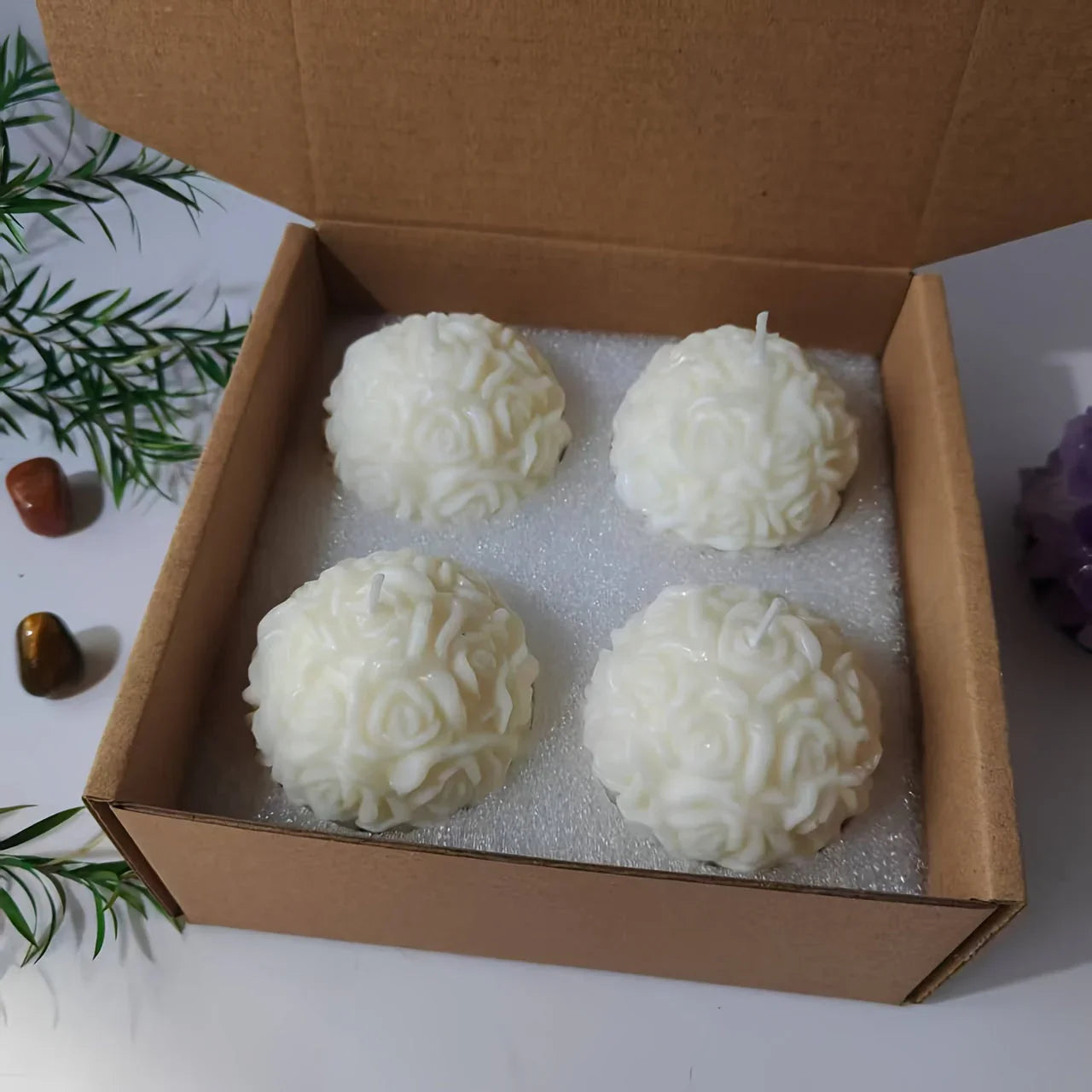 1pc White Soy Wax Rose Flower Candle - Long-Lasting 20H Scented Wax, Vintage Home Decor for Christmas & Mother'S Day Gifts, Elegant Holiday Party Accessory (5x6cm), Candle Decor, Best for Christmas House Of Avana