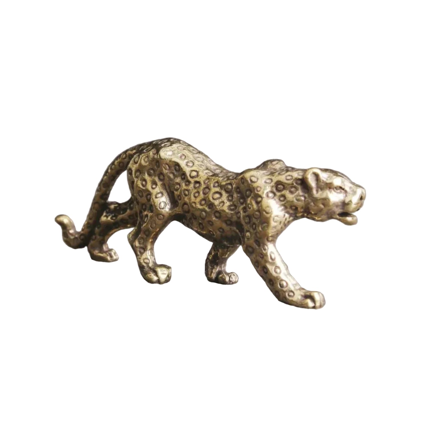 Retro Brass Miniature Leopard Figurine Tabletop - House Of Avana