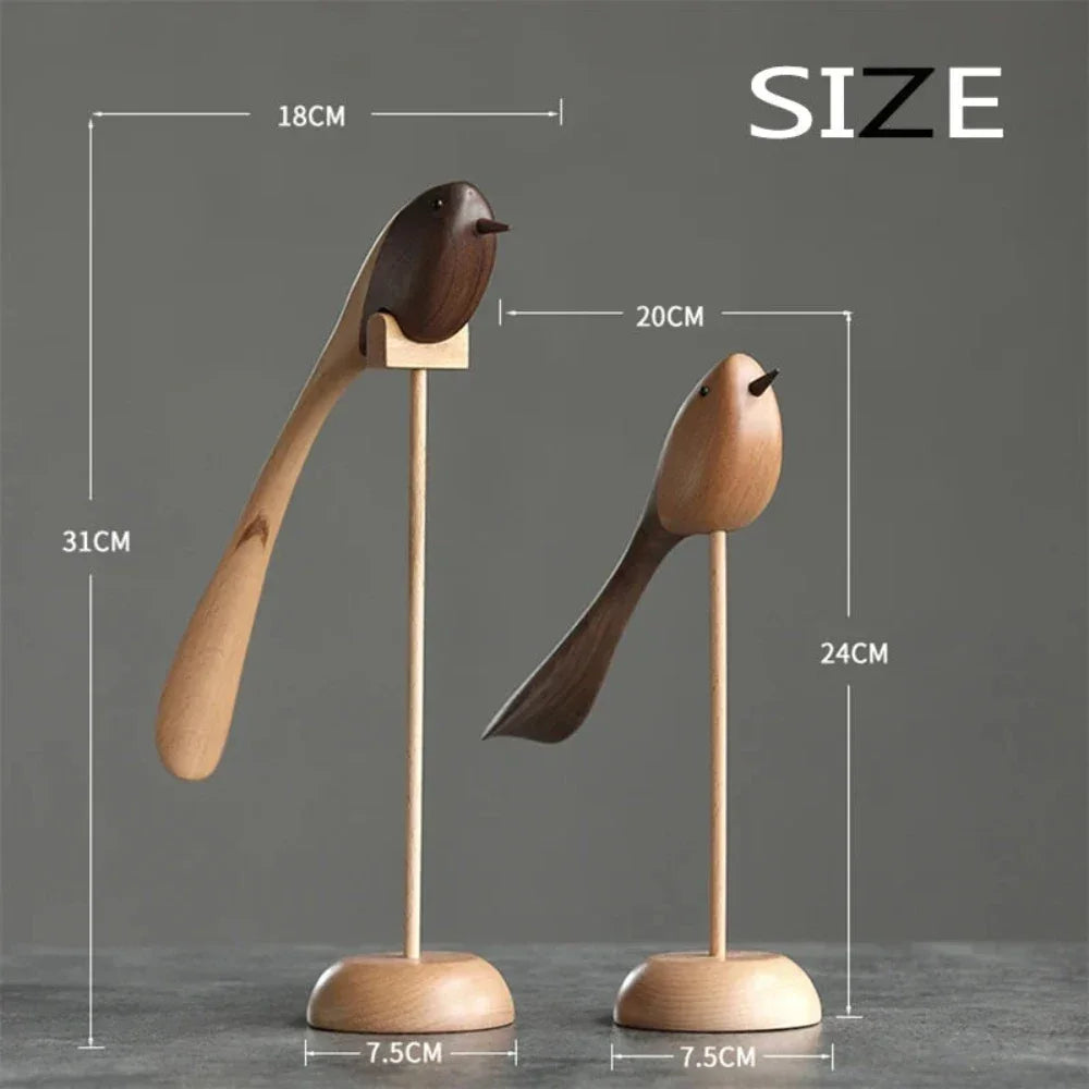 Stylish Wooden Bird Sculptures for Tabletop Home Decor - House Of Avana