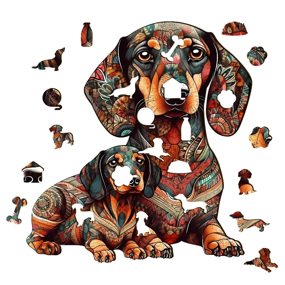 Premium Wooden Dachshund Jigsaw Puzzle Wall Decor - House Of Avana