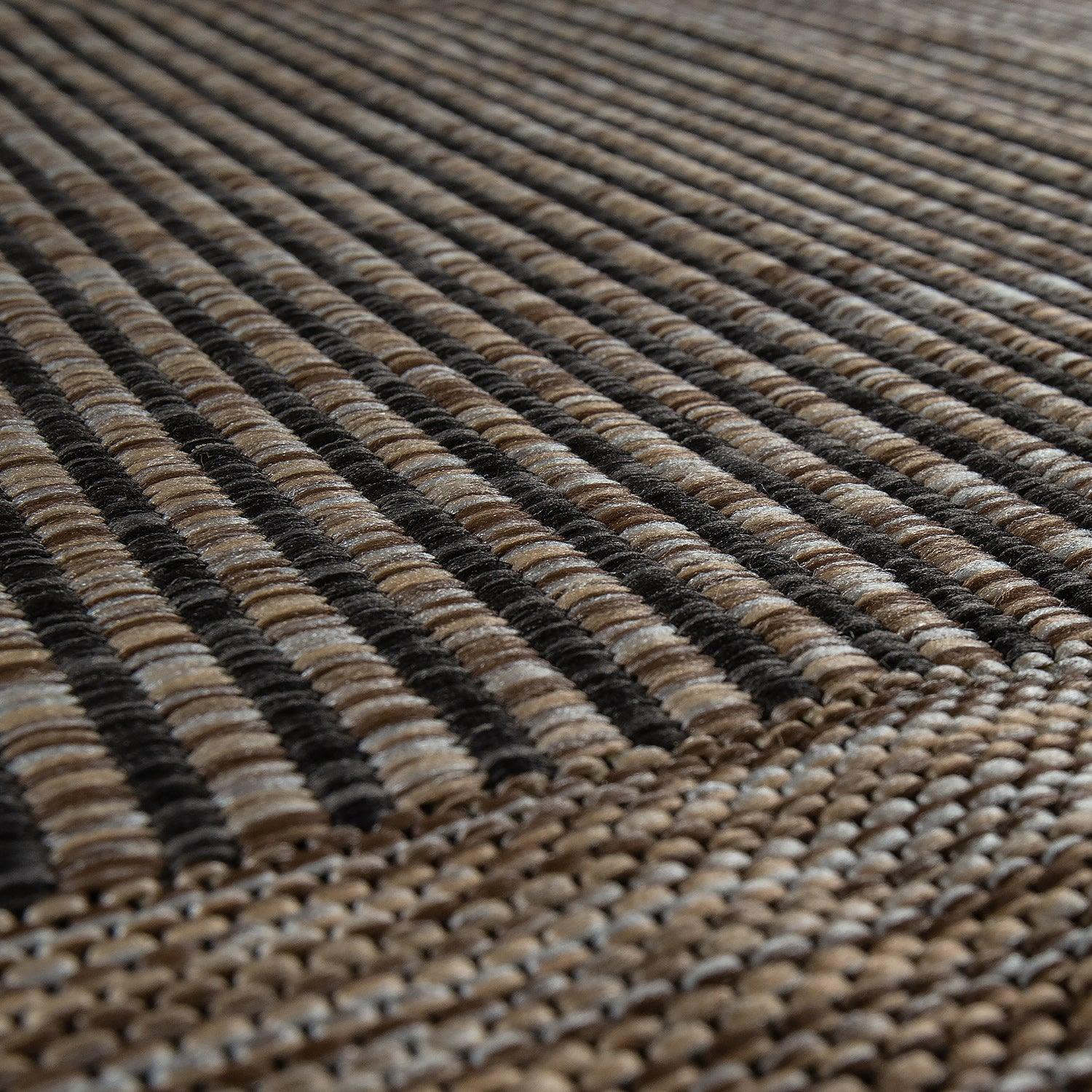 Bordered Outdoor Rug Stilo Rustic Design - Grey Brown RugYourHome