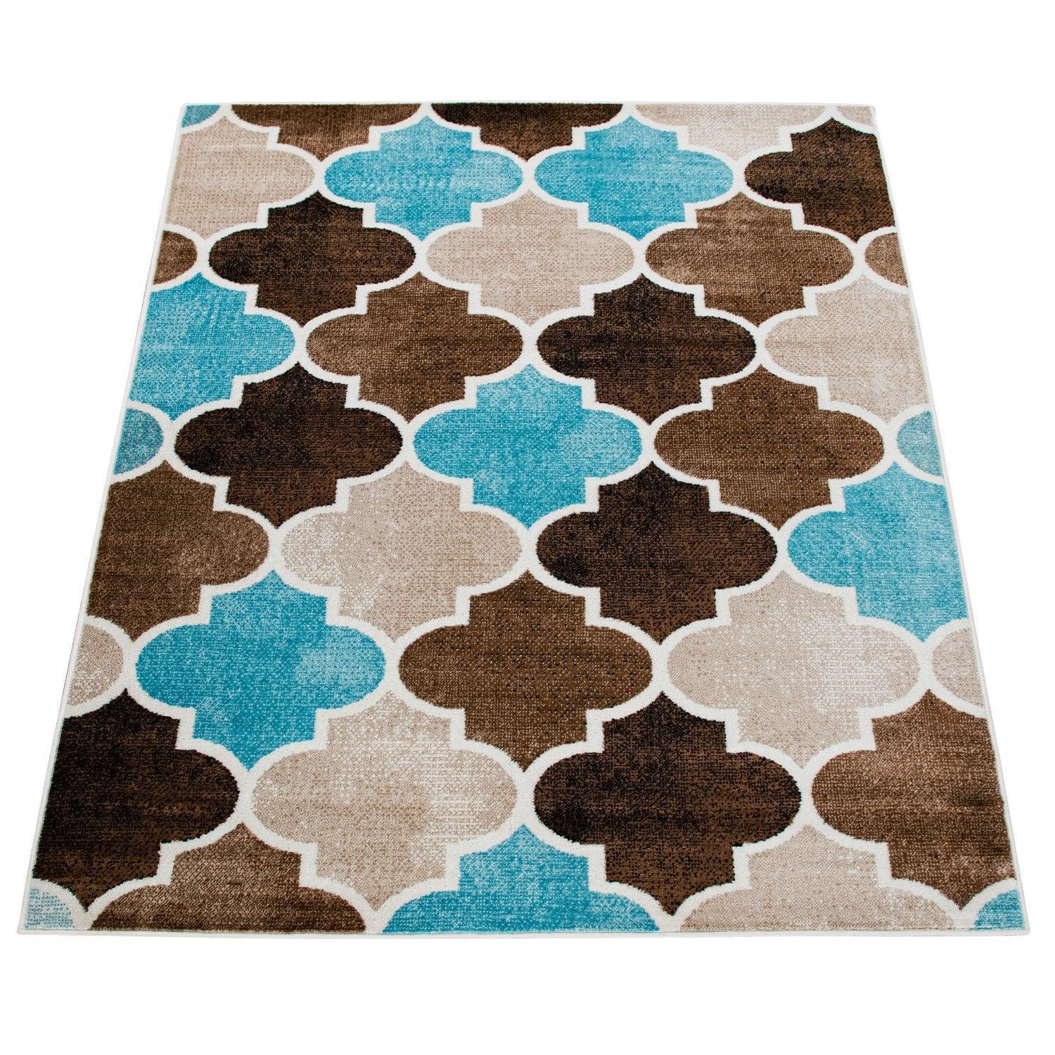 Beige Brown Area Rug for Living Room Moroccan Pattern RugYourHome
