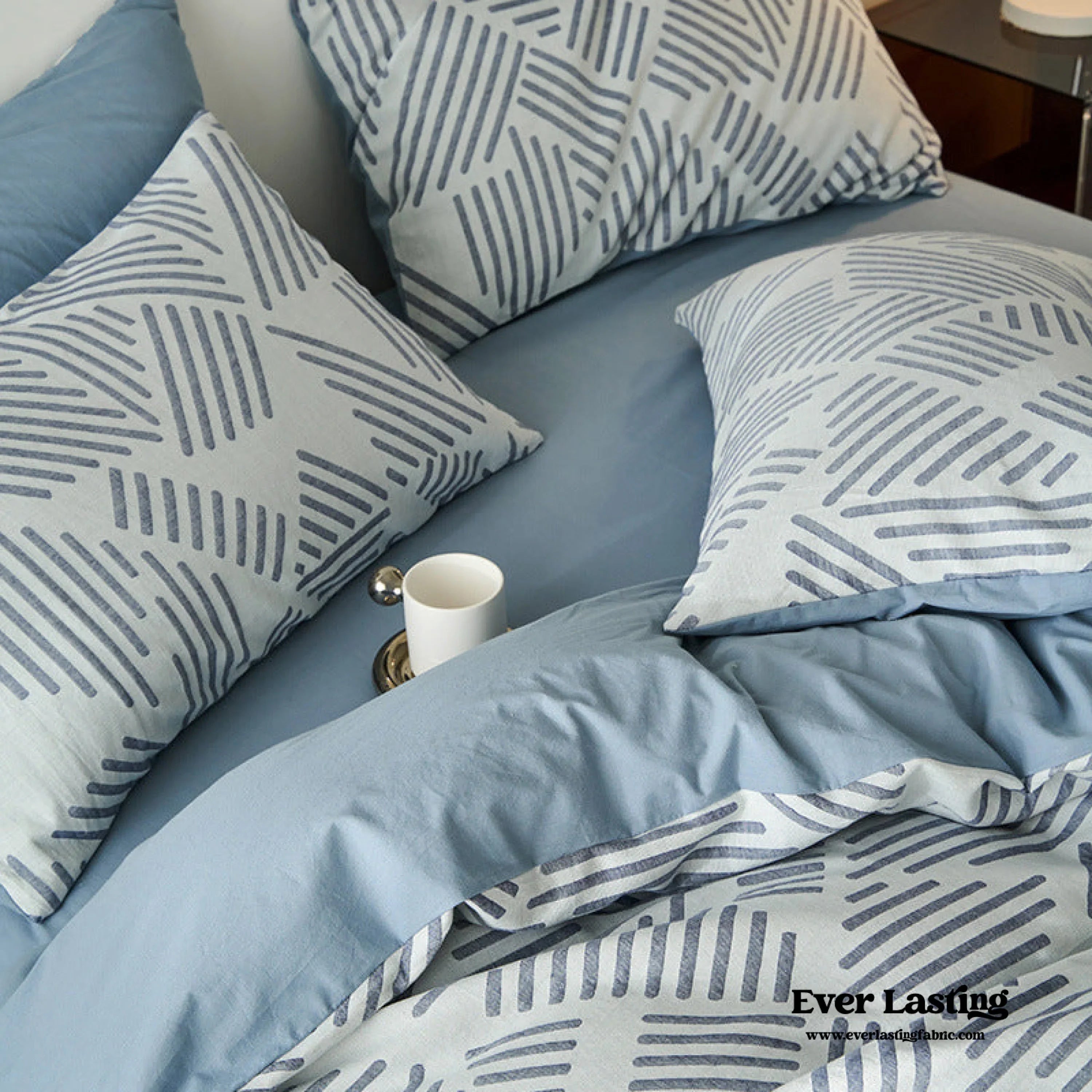 Boho Striped Bedding Set / Blue Ever Lasting