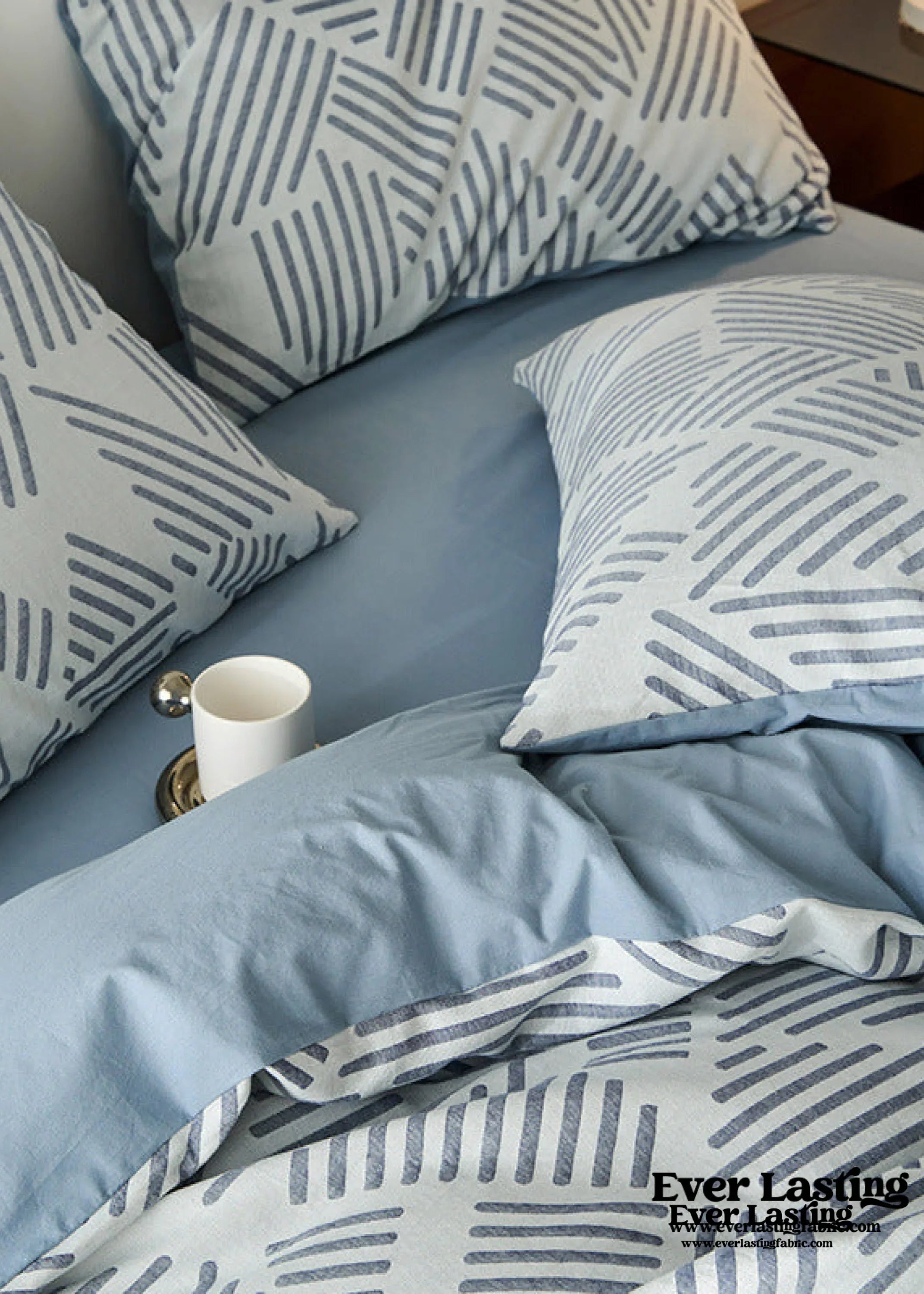 Boho Striped Bedding Set / Blue Ever Lasting