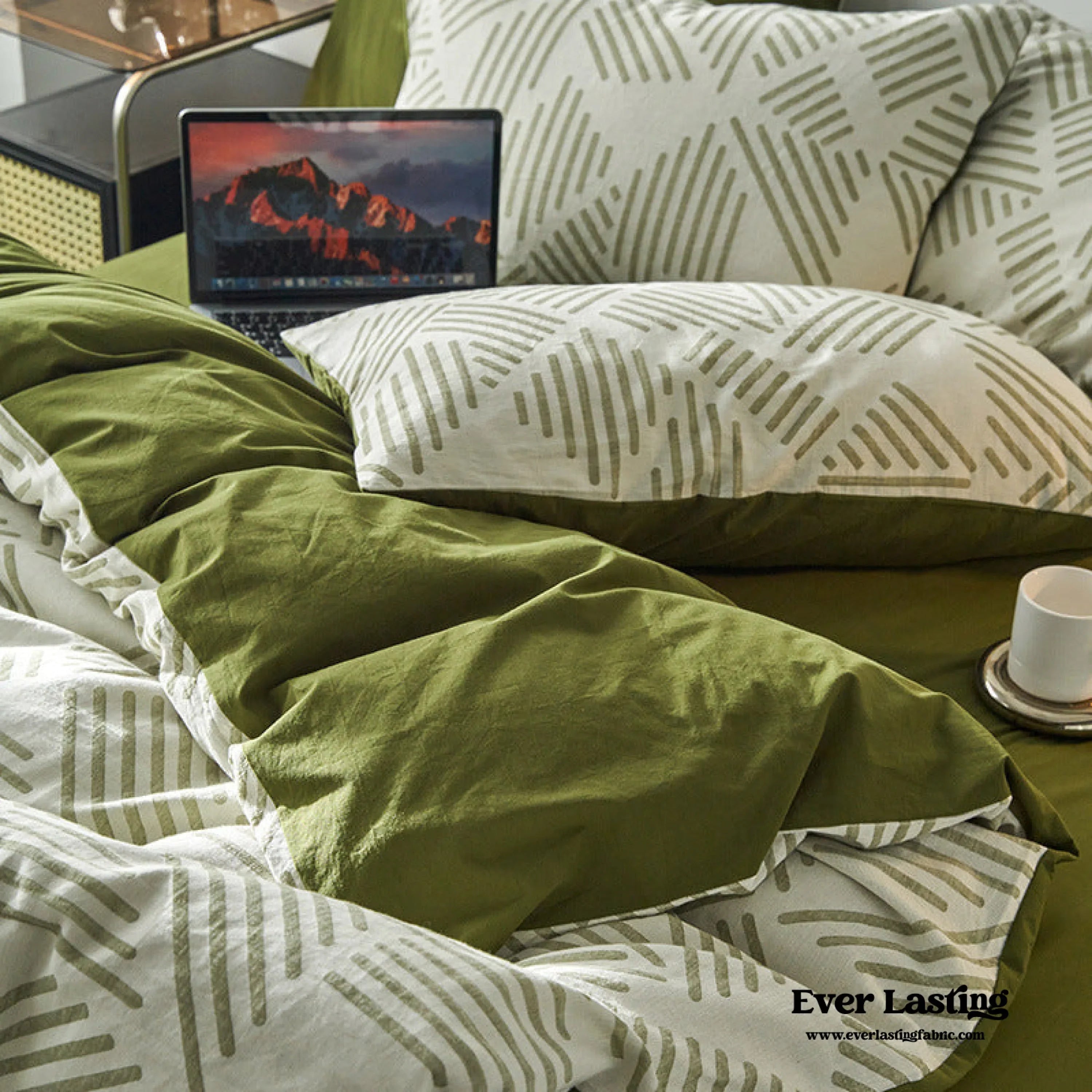 Boho Striped Bedding Set / Blue Ever Lasting