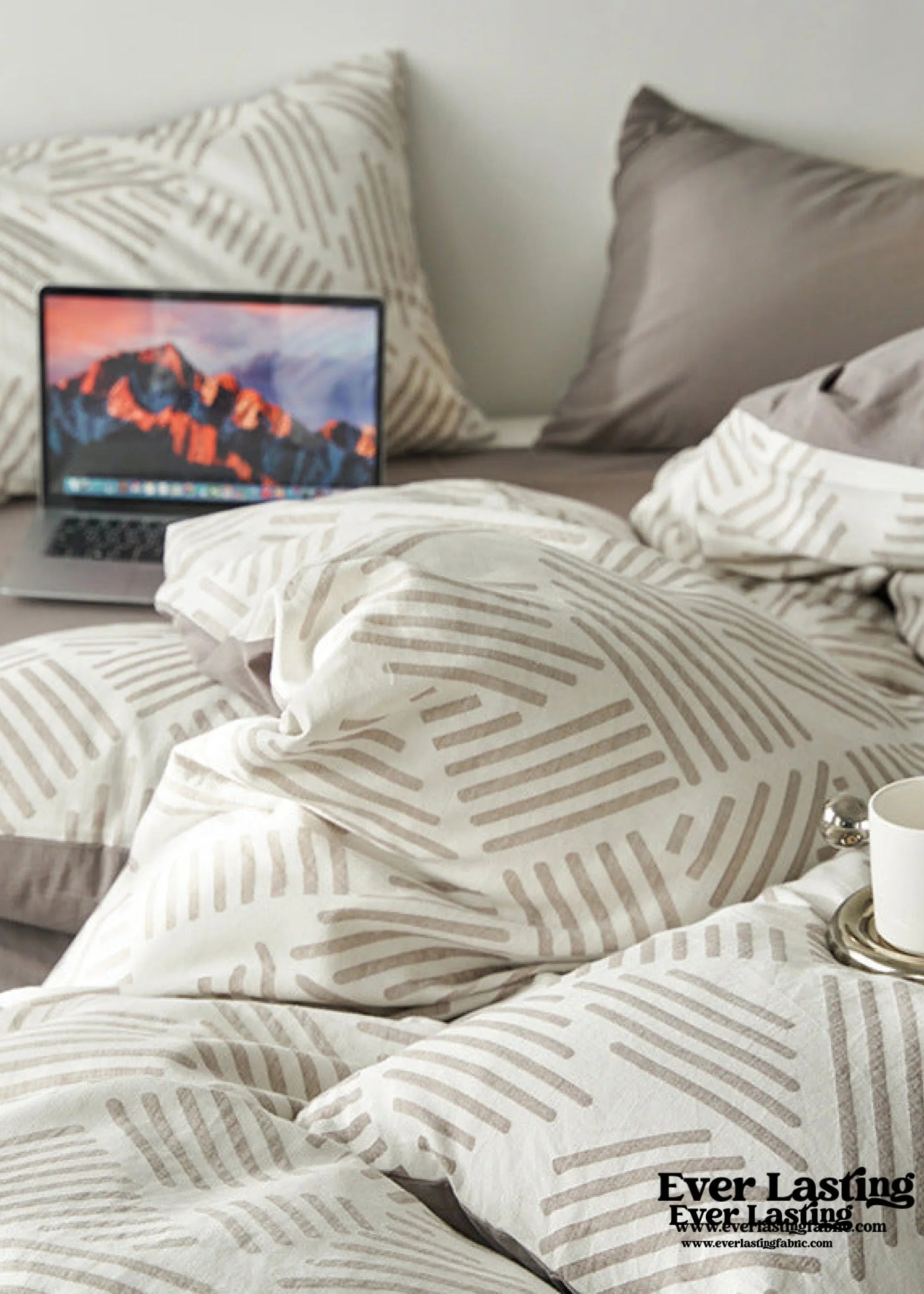 Boho Striped Bedding Set / Blue Ever Lasting