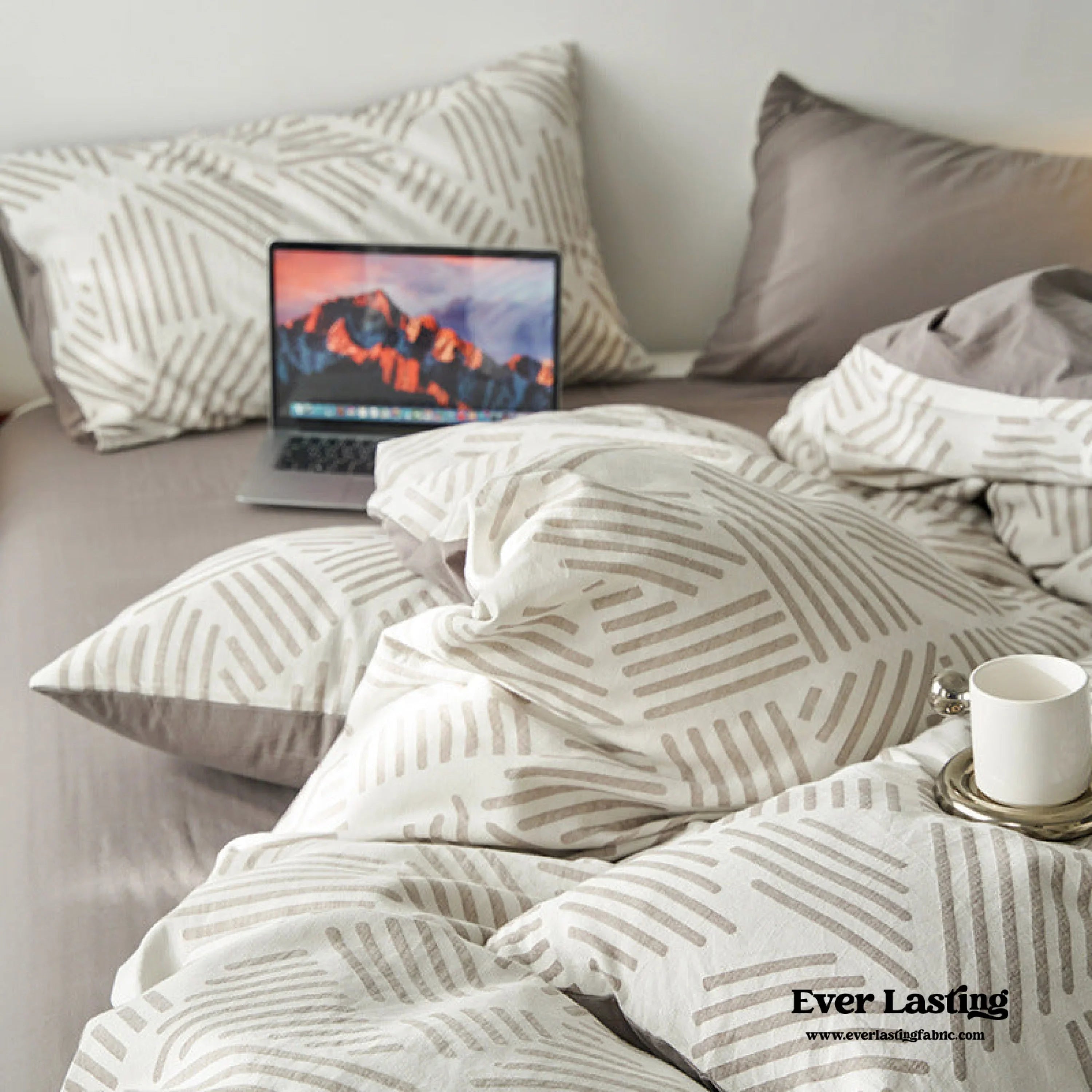 Boho Striped Bedding Set / Blue Ever Lasting