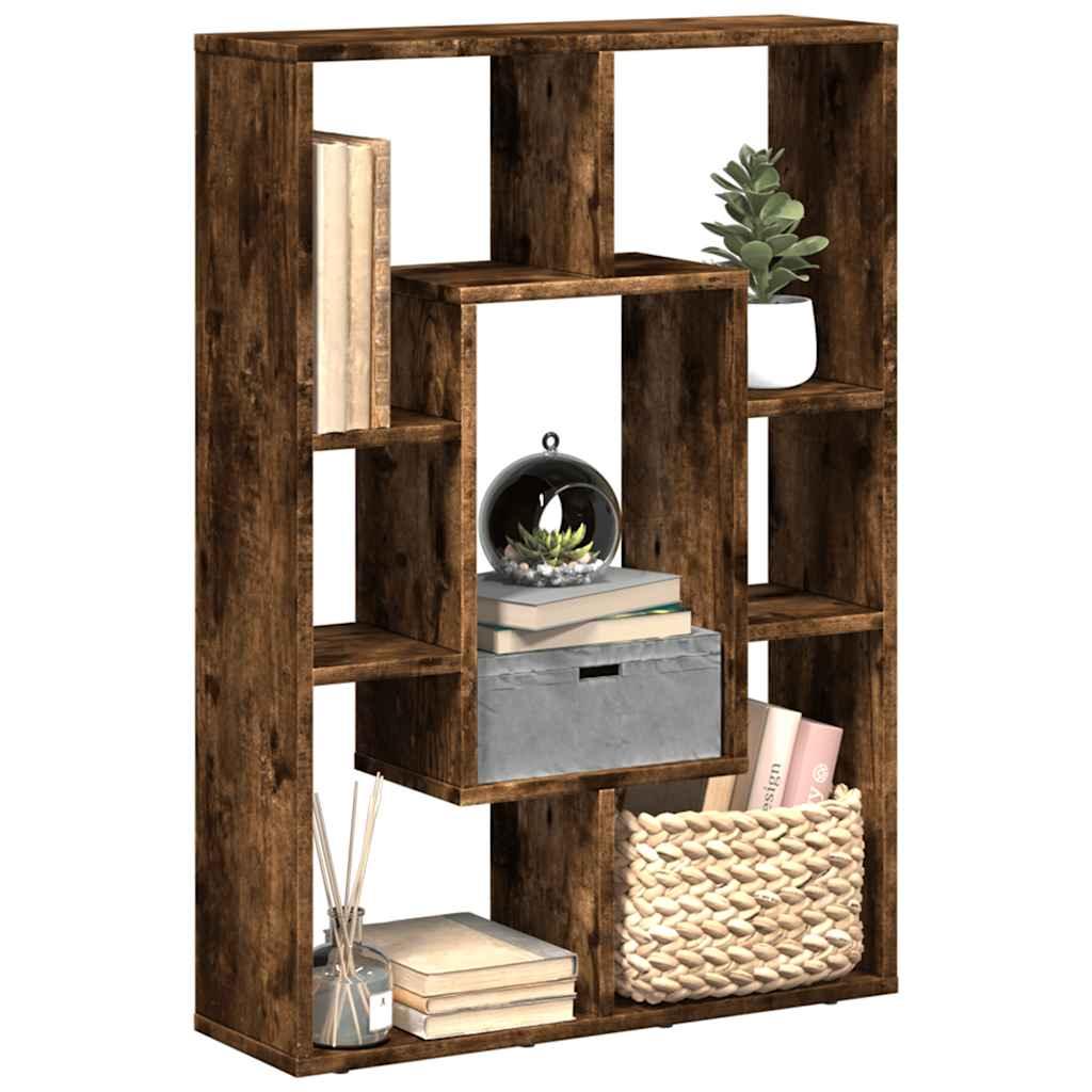 Bookcase Smoked Oak 63X20X90 Cm Engineered Wood- Home Decor, Shelving, Display Racks, Collection Racks, Shoe Racks, Clothes Hangers, Towel Racks, Tool Racks, Sturdy And Durable, Multi-Layer Design, Large Capacity Storage, Eas House Of Avana