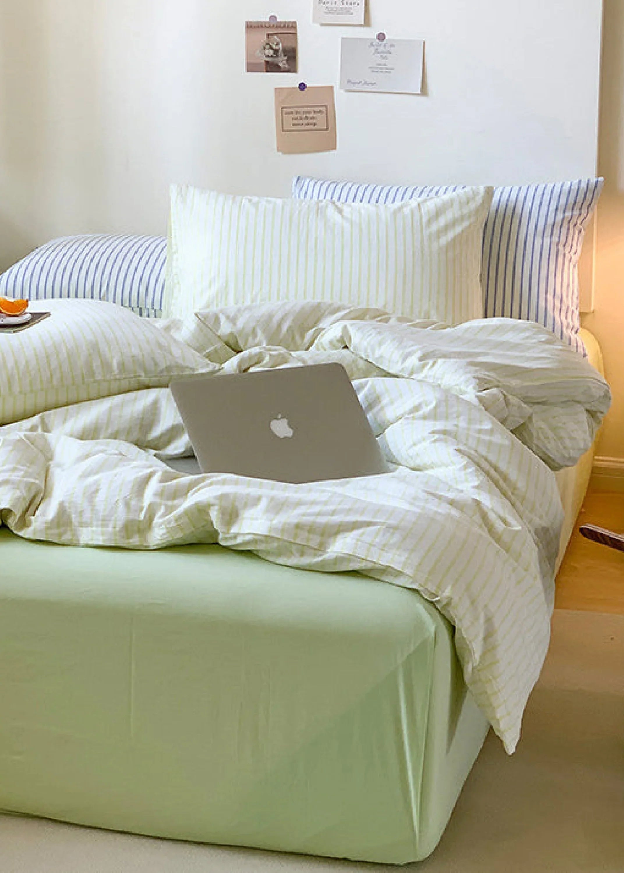 Candy Stripe Washed Cotton Bedding Set / Pink Ever Lasting