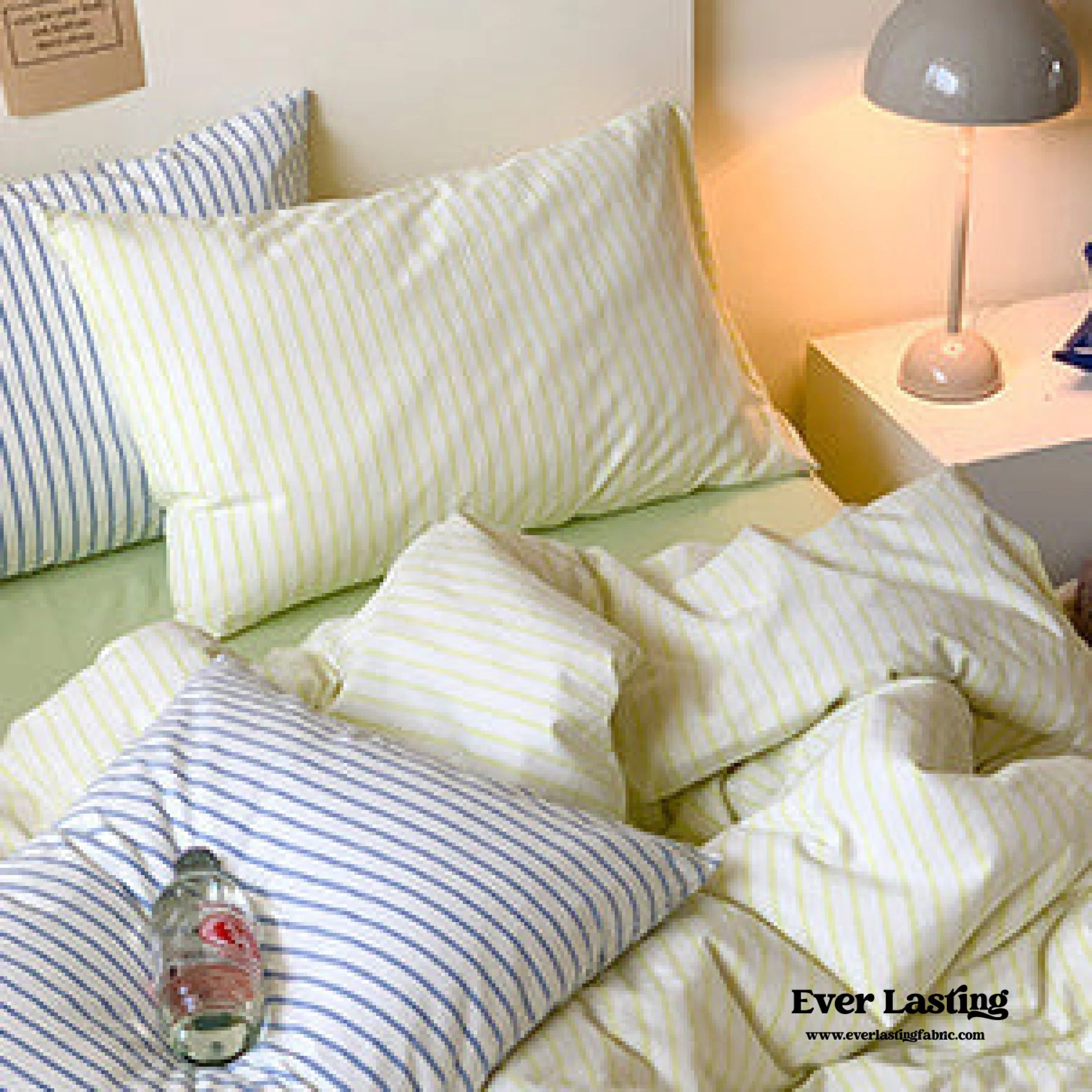 Candy Stripe Washed Cotton Bedding Set / Pink Ever Lasting