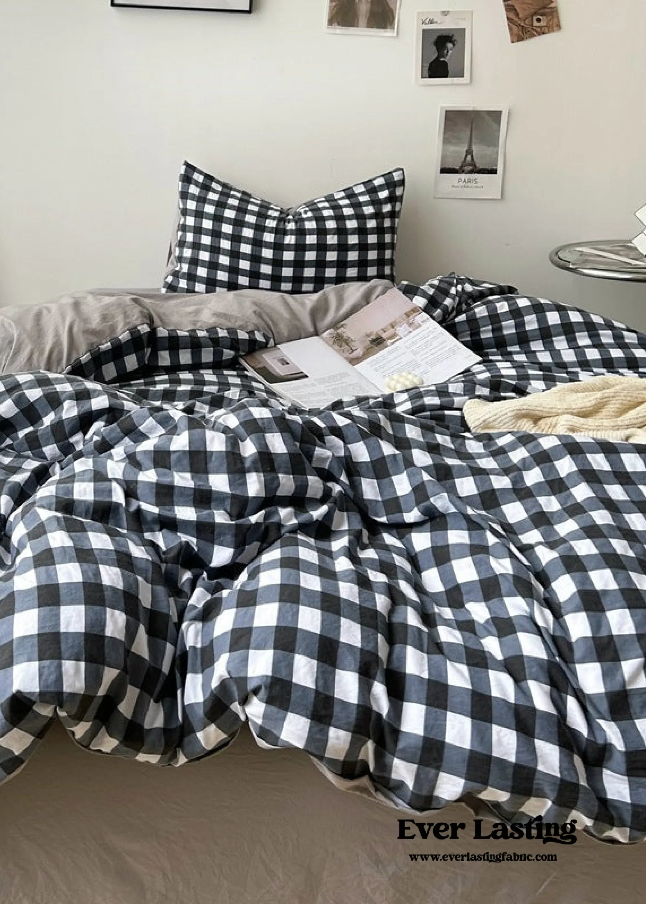 Clean Cut Bedroom Bedding Set / Gingham Brown Ever Lasting