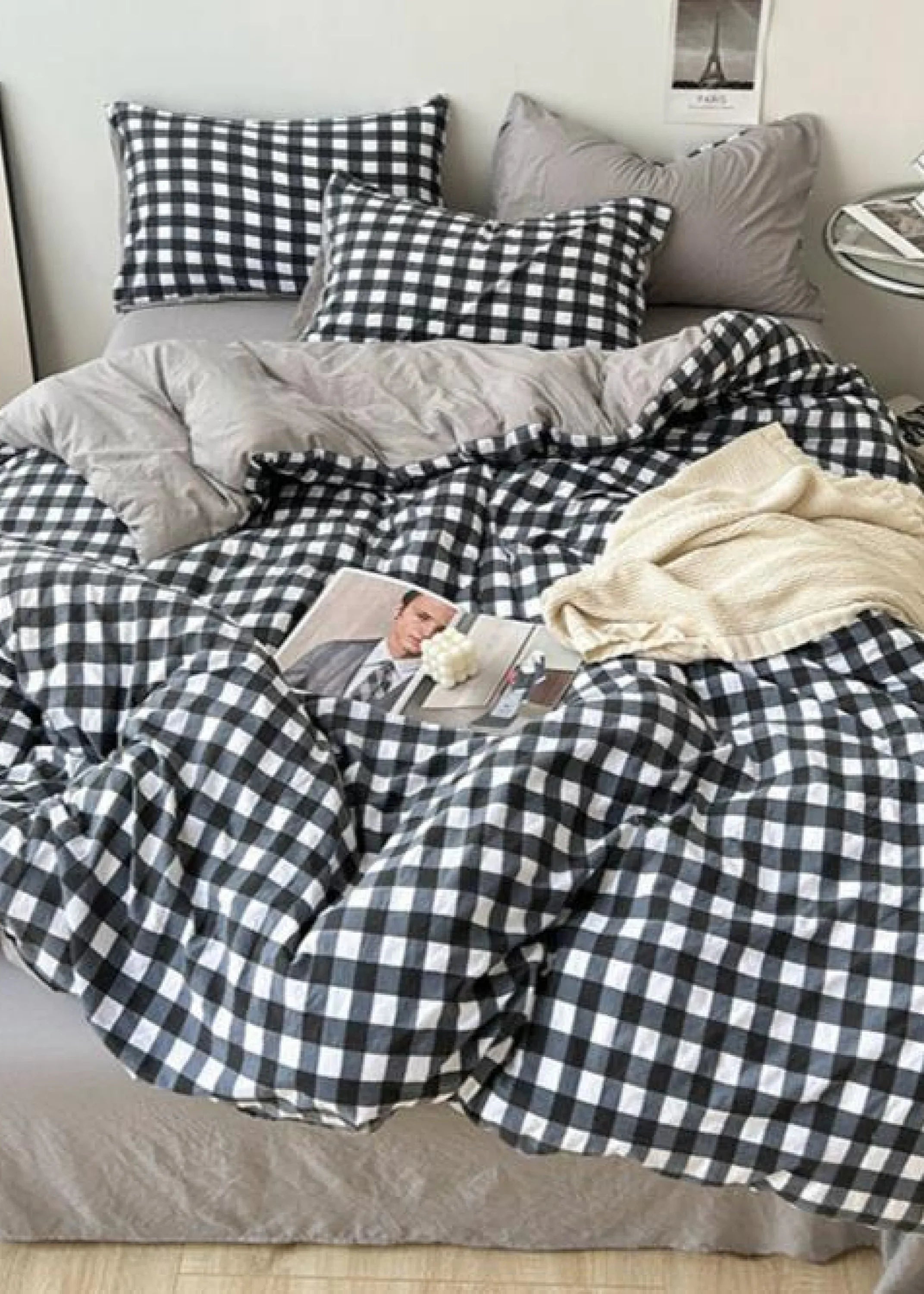 Clean Cut Bedroom Bedding Set / Gingham Brown Ever Lasting