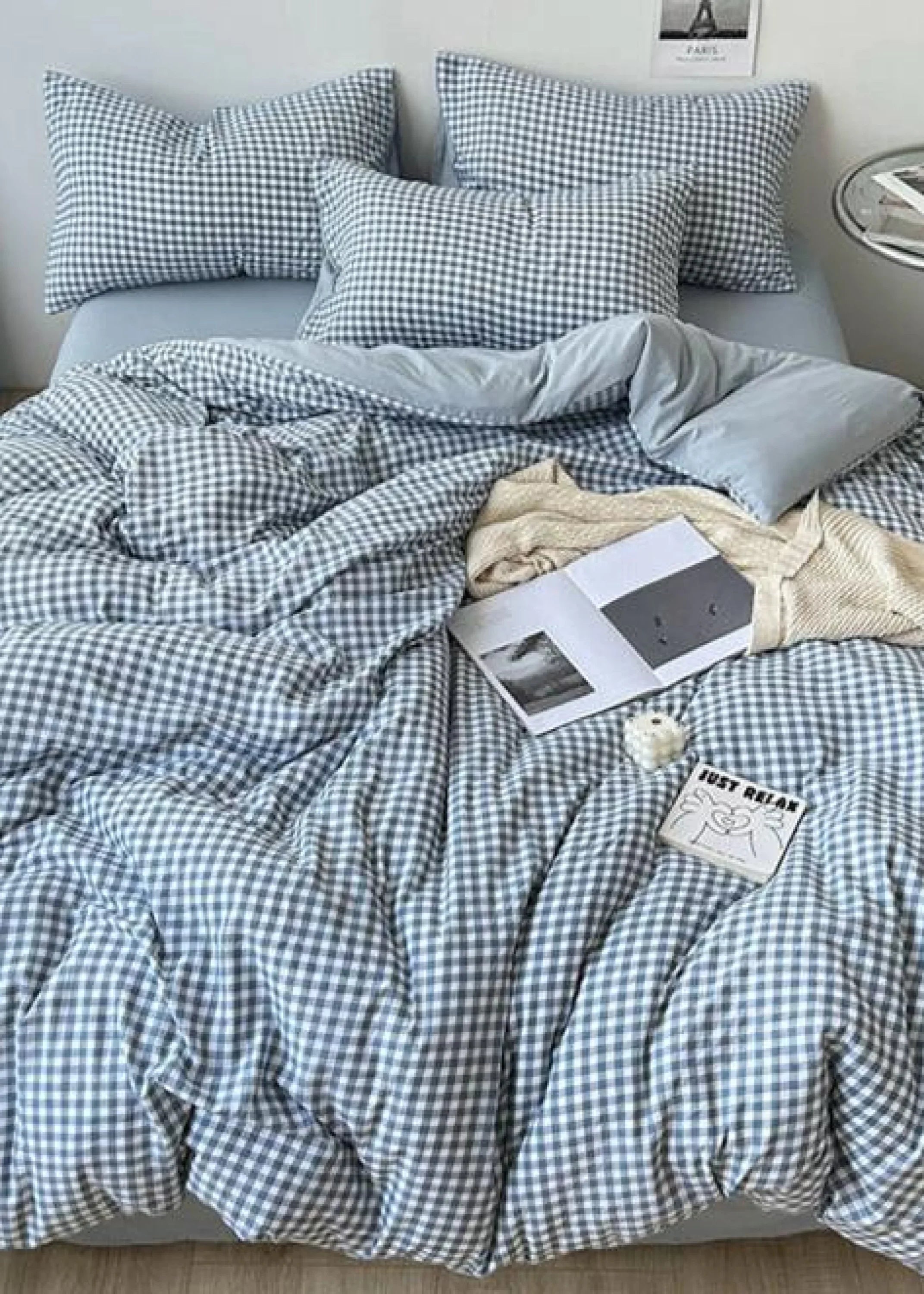 Clean Cut Bedroom Bedding Set / Gingham Brown Ever Lasting