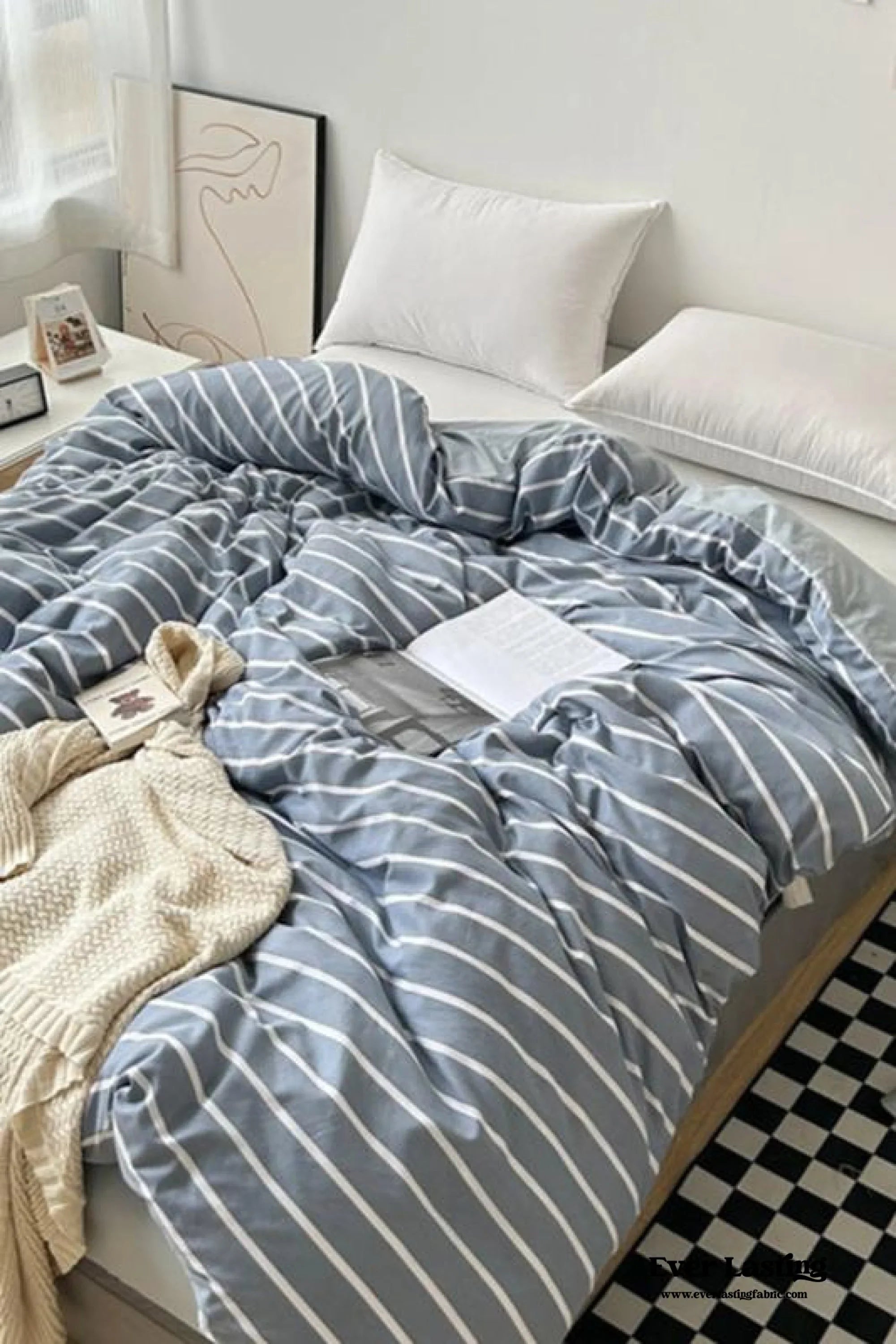 Clean Cut Bedroom Bedding Set / Gingham Brown Ever Lasting