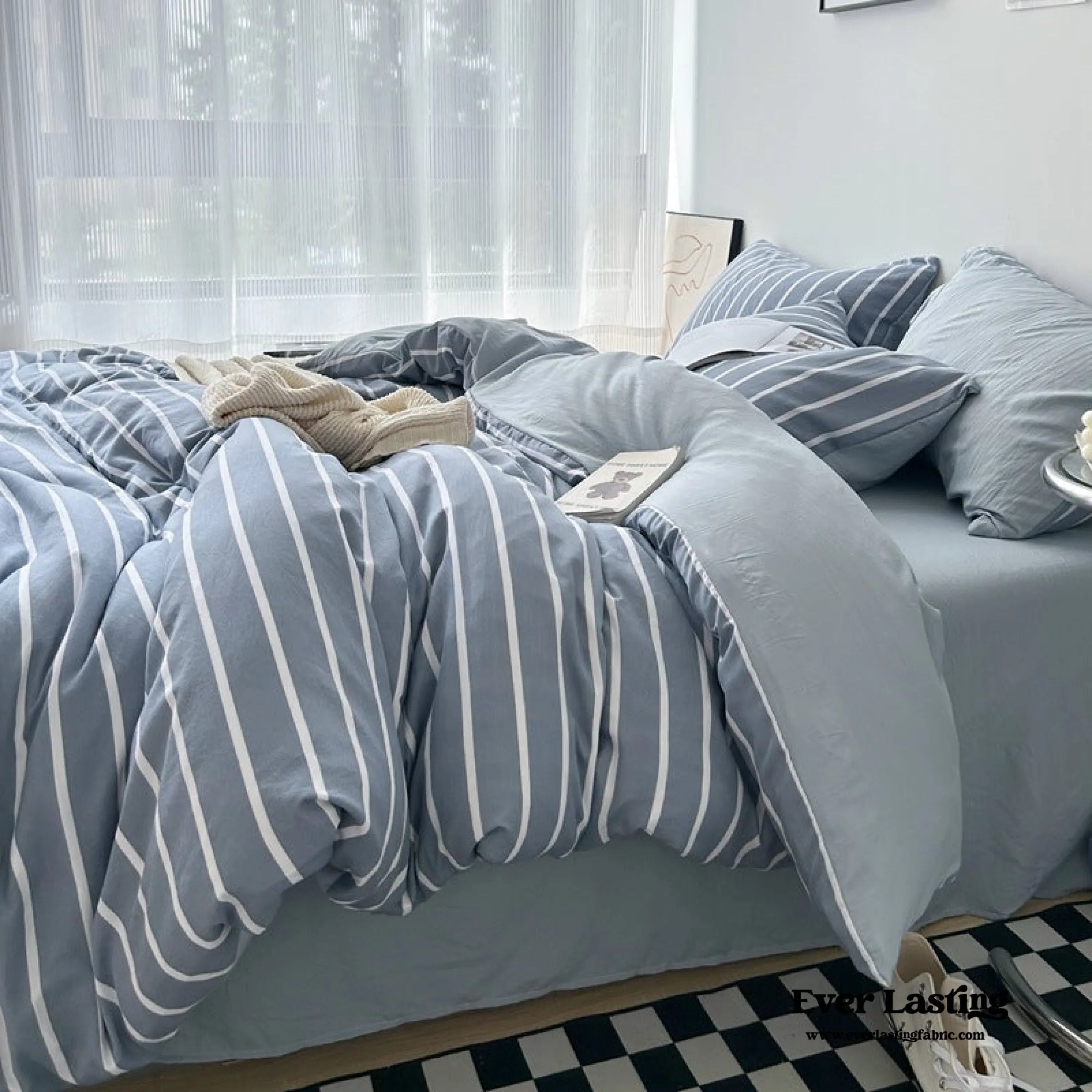 Clean Cut Bedroom Bedding Set / Gingham Brown Ever Lasting