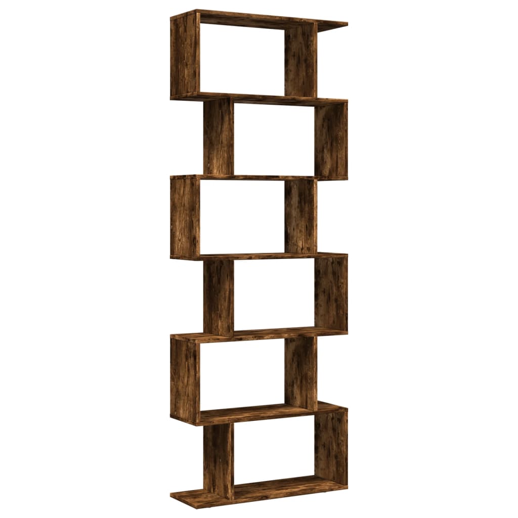 Room Divider Bookcase 6-Tier Smoked Oak 70x24x193 cm Engineered Wood House Of Avana