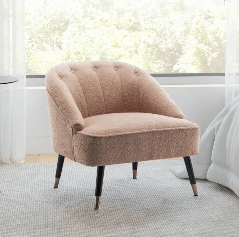 Teddy Boucle Fabric Light Brown Kensington Accent Chair House Of Avana