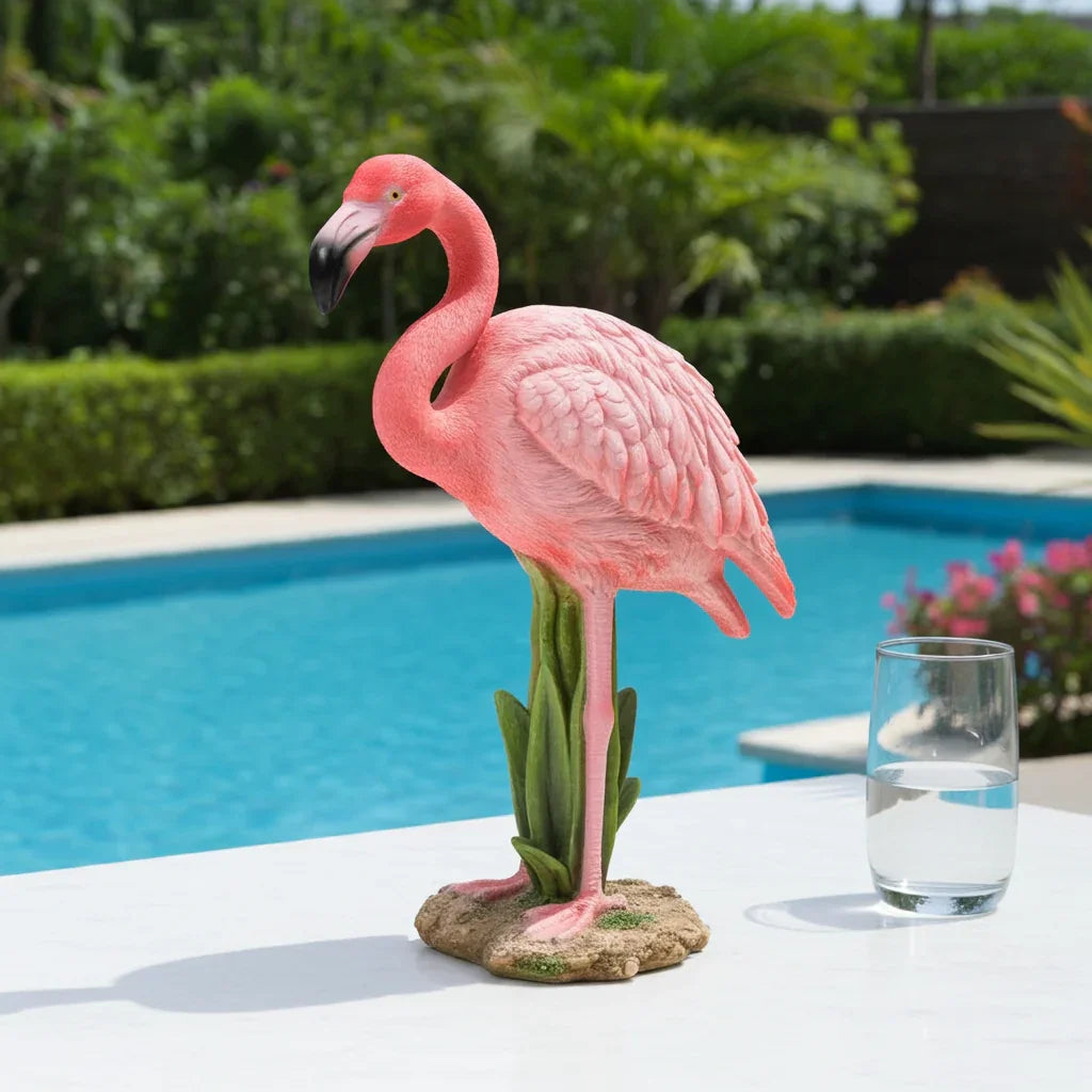 Standing Pink Flamingo Handcrafted Statue House Of Avana