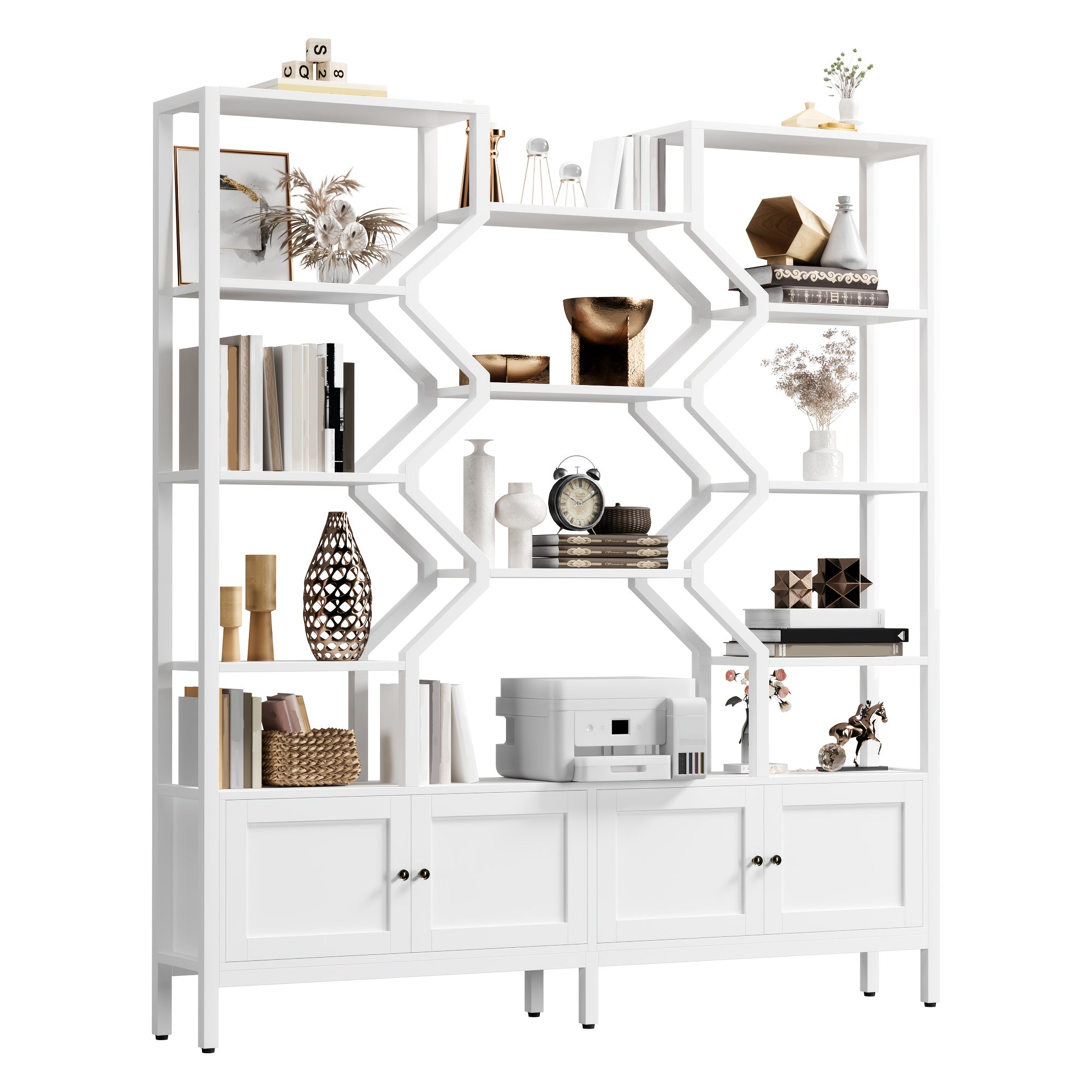 76.5" H X 74.2" W Industrial Bookshelf with 4 Large Storage Cabinet Shelves, 5-Tier Heavy Duty Wood & Metal Display Book Shelf, Large Etagere Bookcase, Floor to Ceiling Bookshelves/Room Divider for Wall/Library/Office/Living House Of Avana