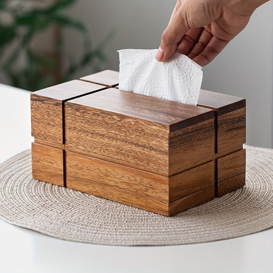 1pc luxury black walnut tissue box, painted square dispenser, durable tissue holder, suitable for living room, bedroom, bathroom House Of Avana