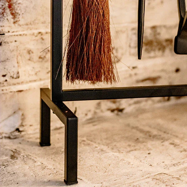 4 Piece Black Iron Fireplace Tool Set Decor Steals