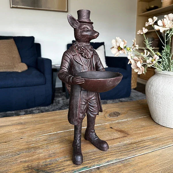 Standing Fox Bronze Bowl | Dapper Critters Collection Decor Steals