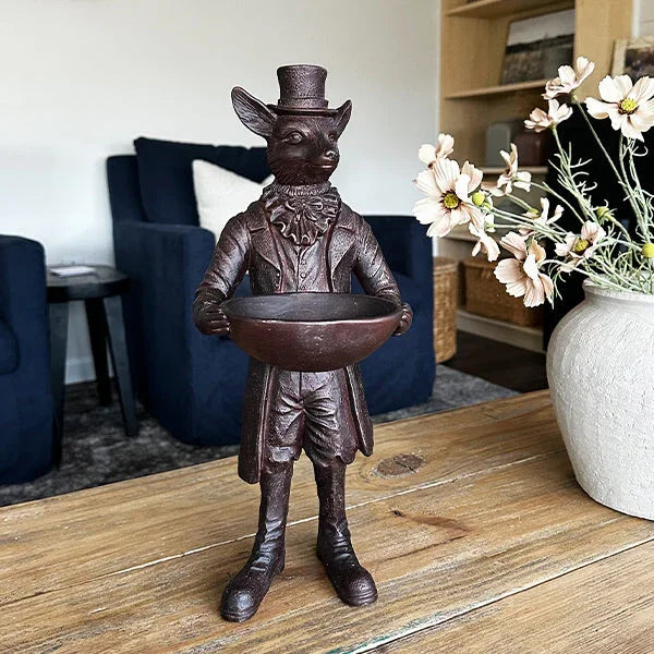 Standing Fox Bronze Bowl | Dapper Critters Collection Decor Steals