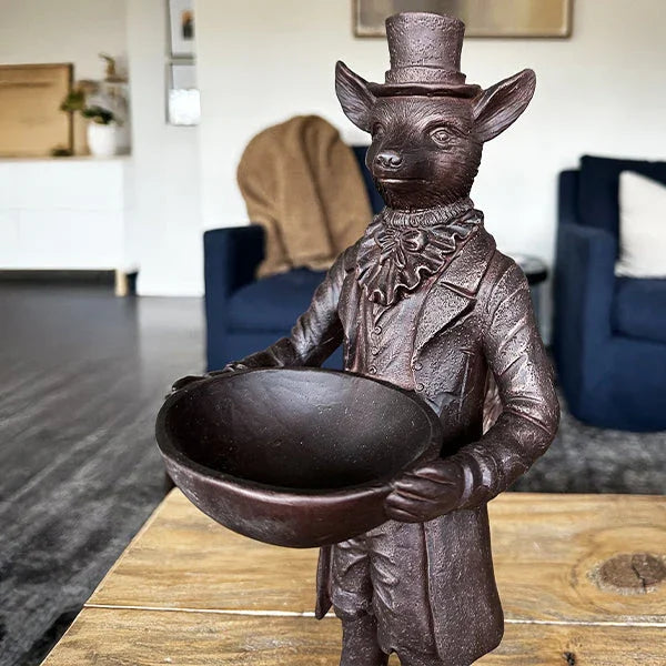 Standing Fox Bronze Bowl | Dapper Critters Collection Decor Steals