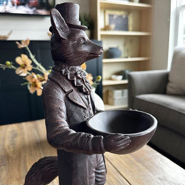 Standing Fox Bronze Bowl | Dapper Critters Collection Decor Steals