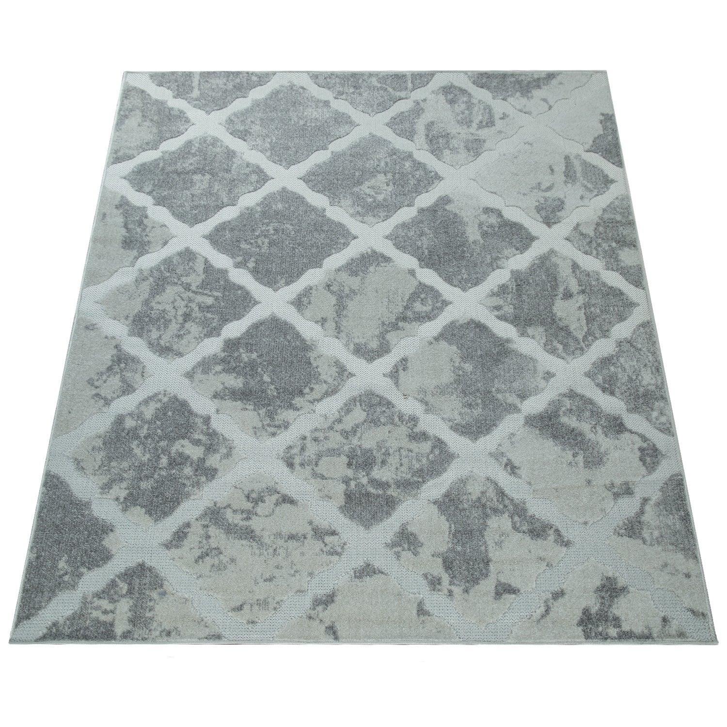 Outdoor Rug Marrakesh Moroccan Diamond Pattern - Light-Grey RugYourHome