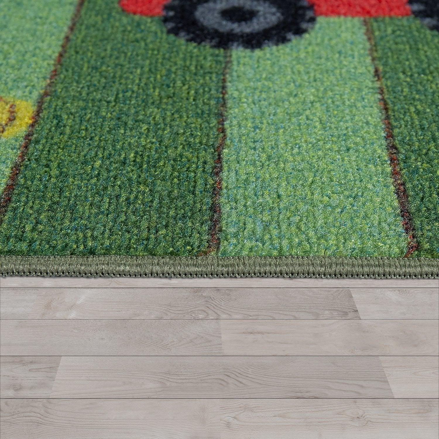 Play Rug for Kids Rooms, Landscape and Horses in green RugYourHome