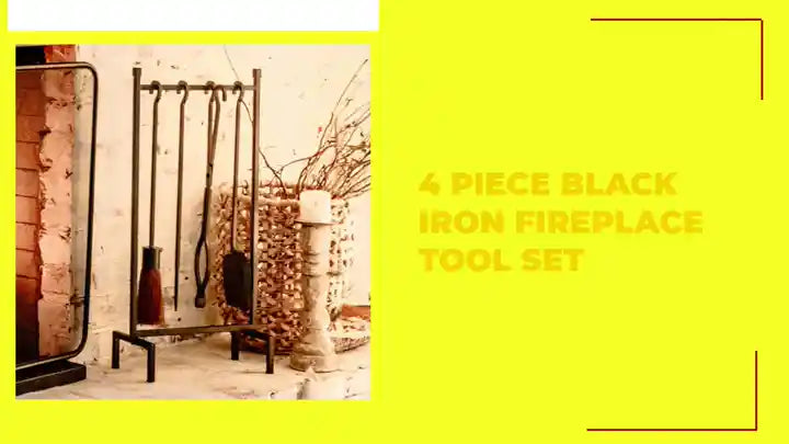 4 Piece Black Iron Fireplace Tool Set by@Outfy